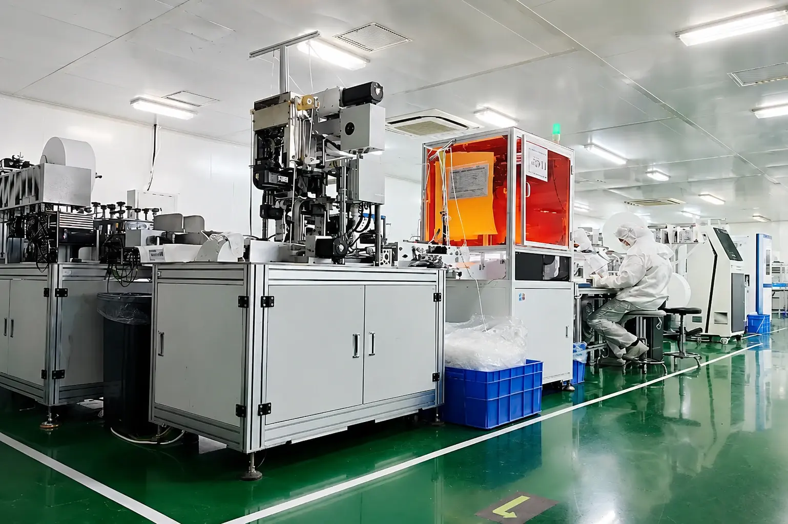 CCD vision-inspection equipment operating on a mask production line