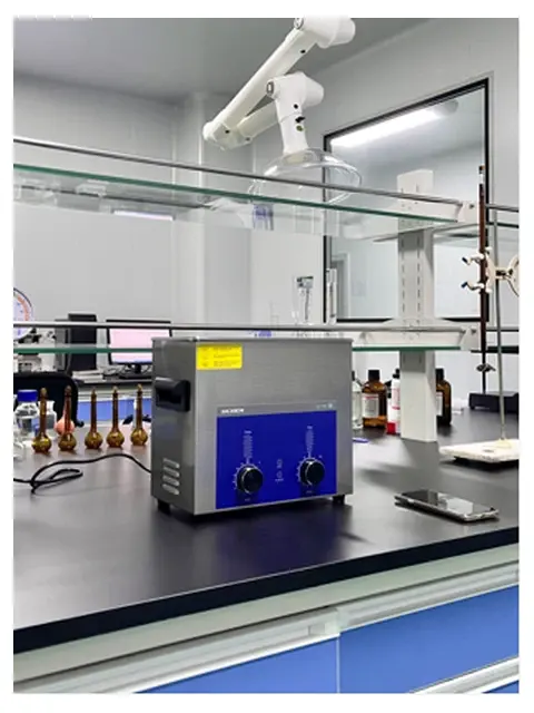 Ultrasonic laboratory instrument on a workbench