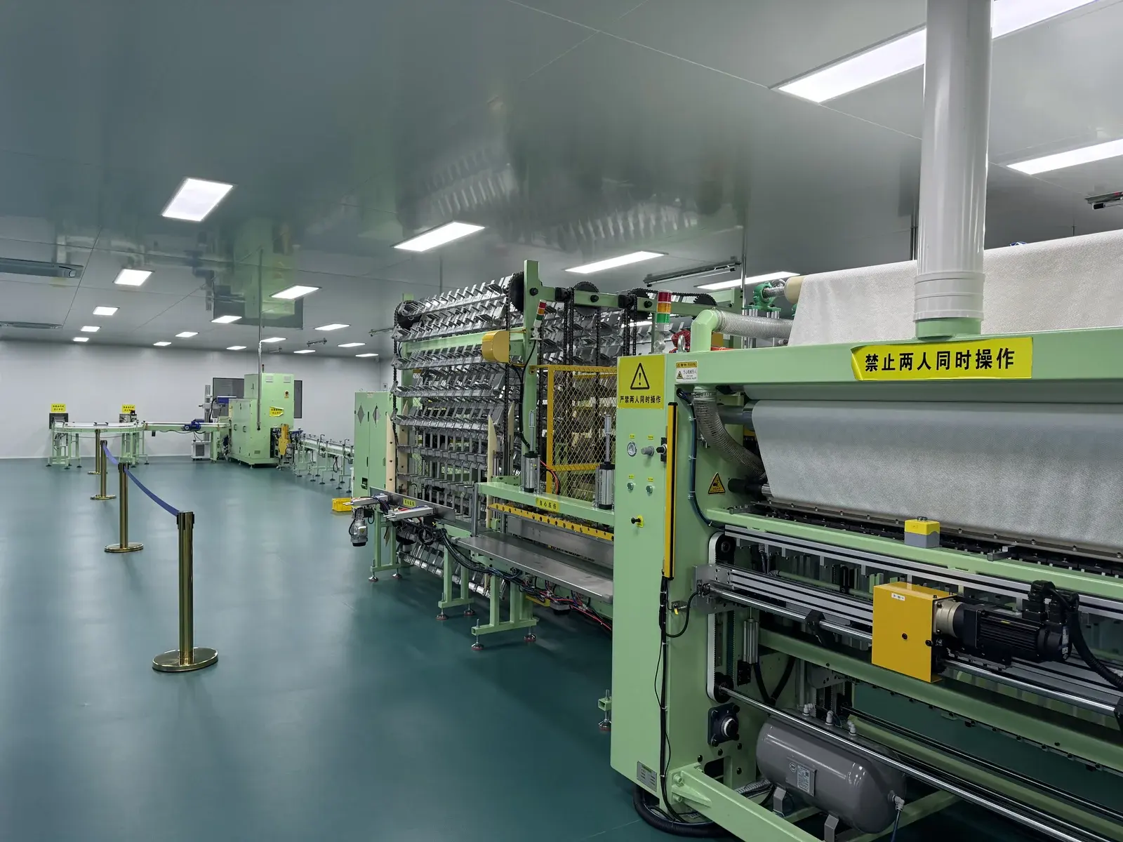 Dry wipes production workshop with nonwoven converting equipment